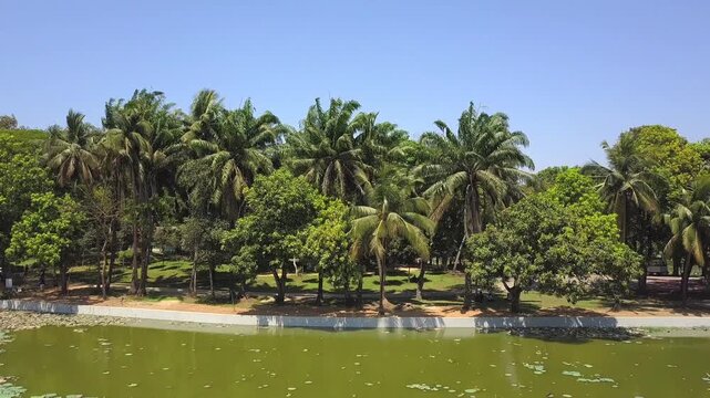  Futuristic aerial view panorama of developing Yangon city , Aerial view of Sule pagoda in downtown, Yangon, Myanmar. Sule Pagoda located in the heart of Yangon, Karaweik royal barge, Kandawgyi Lake, 