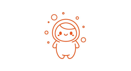 Cartoon character illustration in red outline style on a clean white background