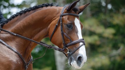 Obraz premium Action shot of a stunning purebred show jumper