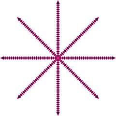 Obraz premium Abstract magenta star graphic with eight directional arrows pattern