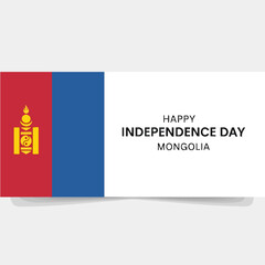 Mongolia Independence Day Banner with Flag and Text.