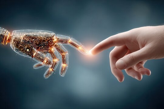 Human fingertip meets glowing robotic touch