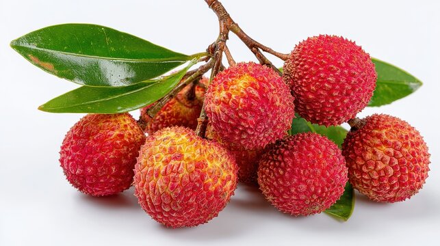 Lychee fruit up close against a white backdrop