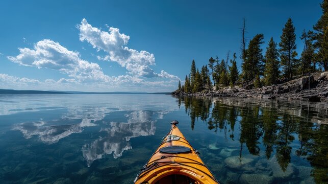 Paddling in Yellowstone Lake