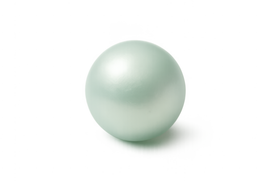 Glossy green pearl sphere on transparent background