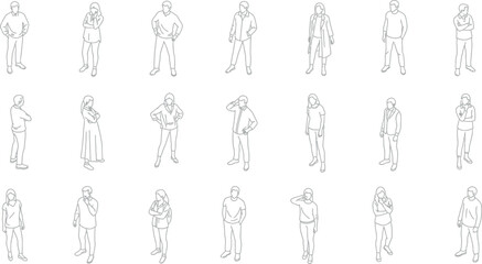 Vector Illustration of Pixel Art People Silhouettes - Diverse Human Figures for Digital Design