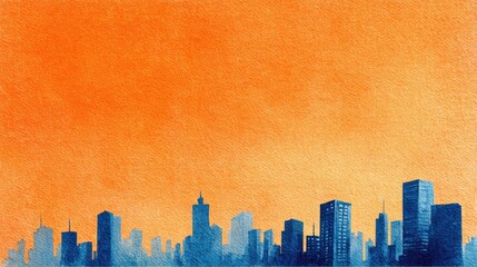 watercolor paint of Hand-drawn skyline 