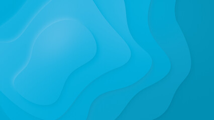 Abstract layered, geometric and organic shapes with light blue to blue color gradient. Abstract and modern high resolution full frame background with copy space.