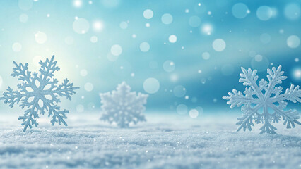 Stunning winter wonderland scene with delicate snowflakes shimmering in the soft light, perfect for holiday greetings and seasonal designs