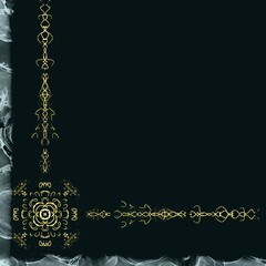 gold line, frame, L frame, corner frame, luxury background, elegant design, gold border, black background, white ink, alcohol ink art, abstract frame, decorative border, minimal frame, modern art, gol © 衛助 鈴木