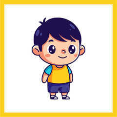 Cute Smiling Boy Chibi Cartoon Character