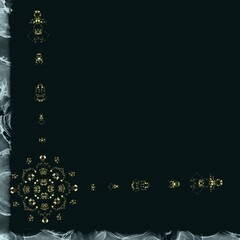 Gold Ink Line – Elegant L Frame with White Smoke Ink on Black Background