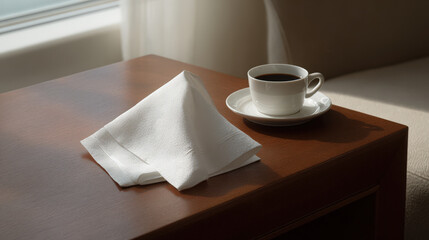 clean white napkin elegantly placed at corner of frame essence of simplicity
