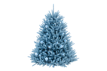 Elegant frosty Christmas tree, decorated with shiny blue baubles, perfect for holiday celebrations, winter themes, festive backgrounds, cozy decor, and aesthetic seasonal designs.