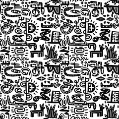 Ethnic abstract ikat art. Seamless pattern in tribal, folk embroidery, and Mexican style TRADITIONAL INDIAN .