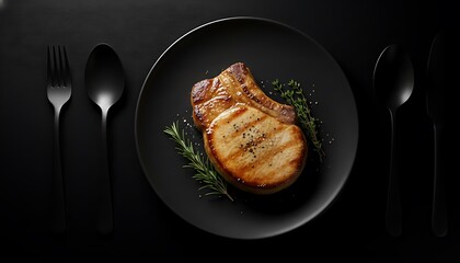 “Elegant Glazed Pork Chop with Fresh Herb Garnish”
