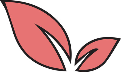 coloured vector icon of a leaf on white background
