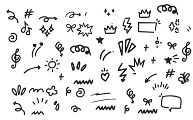 set of hand drawn arrows in white background