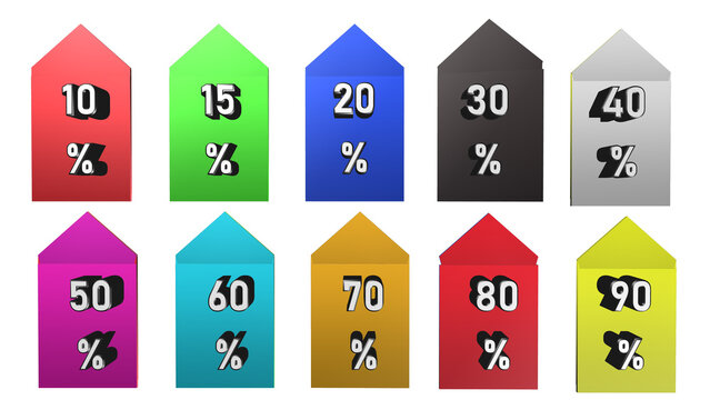 Colorful percentage icons showing various growth rates and percentages