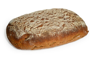 Fresh rye bread isolated on white background
