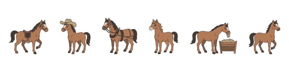 Horses in different poses