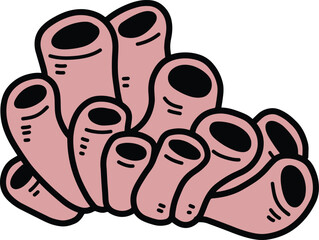 Pink Tubular Sea Sponge Cluster