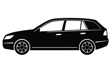 car side view vector icon silhouette