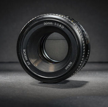 Gothenburg, Sweden - July 24 2024: nikon af nikkor 50mm f/1.8d lens front view.