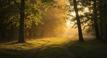 Forest Path Sunlight Serene