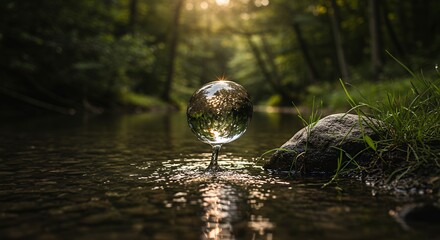 Glass Orb in Creek