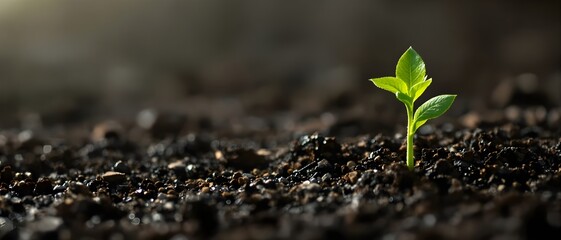 Green Seedling Growing in Soil – Symbol of Ecology and Sustainability