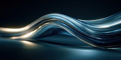 Metallic curved ribbon reflecting soft light for futuristic abstract concept in minimal aesthetic.

