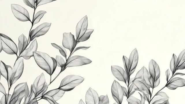 Monochromatic botanical of lemon leaves, suitable for home decor or commercial applications.