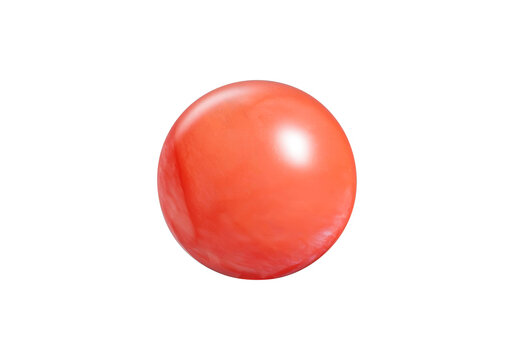 An elegant cherry quartz orb on a white isolated background, displaying soft red and pink tones with a refined polish. Suitable for luxury decor or crystal therapy.