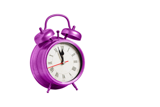 retro clock, pointer clock, red color alarm clock on isolated white background close up