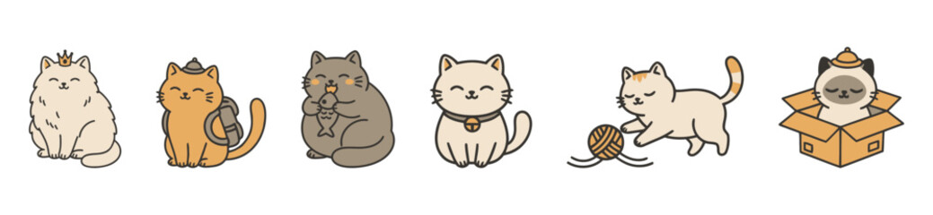 cute cartoon cats set