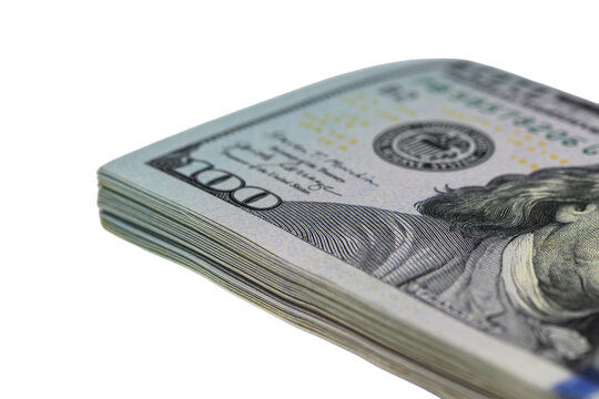 Close-up details of hundred dollar banknote