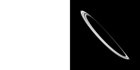 White diagonal circular ring with transparent and black background
