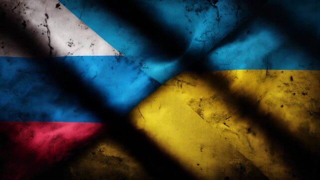 Flags of Russia and Ukraine symbolizing conflict resolution peace agreement and postwar recovery unity and hope for future cooperation - Powered by Adobe