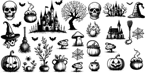 Fototapeta premium vector set of different Halloween 