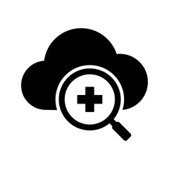 Health data analysis cloud flat icon medical AI
