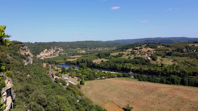 The Village of La Roque Gageac in Dordogne, France, as Seen from the Gardens of Marqueyssac