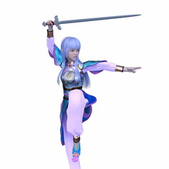 女性剣士　3DCGレンダリング