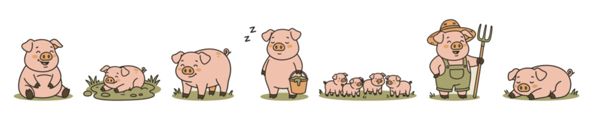 cute  pig set
