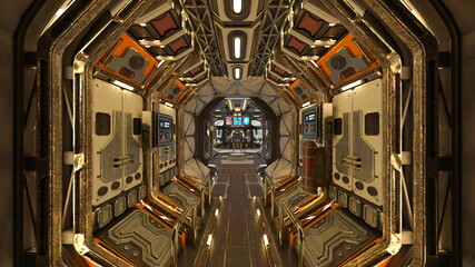 Fototapeta premium 宇宙船内の風景 3DCGレンダリング