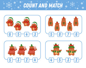 How many bears are there. Count the number. Christmas game. Cute cartoon bear. Math worksheet for kids. Vector illustration