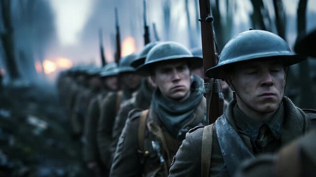 Infantry units push ahead amidst stormy battlefield conditions