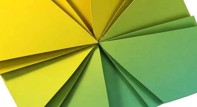 A fan of green and yellow paper samples fanned out