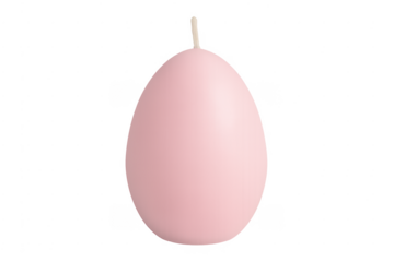 Pink easter egg shaped candle with wick