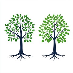 Fototapeta premium Elegant tree designs with lush green leaves for nature-themed projects